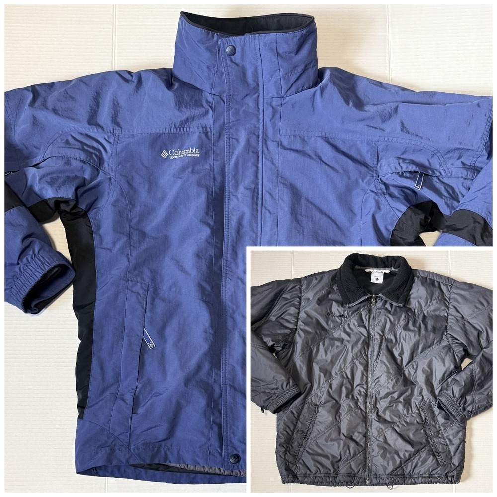 COLUMBIA Core Interchange - Men's Blue Gray 3-in-1 Ski Snow Jacket - Size Large